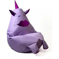 Go Gift Sako bag pouffe Unicorn with mouth purple L 105 x 80 cm