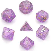 HOT Games Würfelset lila gold foil shimmer 7-teilig brick