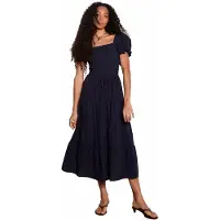 Apricot Midikleid "Midi-Kleid aus Baumwolle", Damen, Gr. M (38), N-Gr, blau (navy), gewebt, Obermaterial: 100% Baumwolle CO., uni, Kleider Midikleid, mit Stufenrock