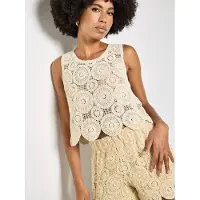 Apricot Crop-Top "Crop-Top" Gr. 38, beige (stein), Tops, Damen, M (38), Strick, Obermaterial: 96% Baumwolle CO. 4% Polyamid PA., gemustert, Crop-Top, mit Häkeldetails