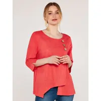 Apricot Klassische Bluse "Asymmetrisches Oberteil" mit drei Knöpfen