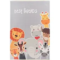 Kayoom Kinderteppich "Joanna 616", multi, B:115cm H:6mm L:170cm, Baumwolle, Teppiche, Kinderteppich, Kurzflor, Modernes Muster, Deko, Wolle, Zebra, Löwe