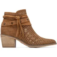 Refresh für Damen. 17518002-CAMEL Lederstiefeletten 175180 braun (38), 3 bis 5 cm, Wildleder, Reißverschluss, Lässig
