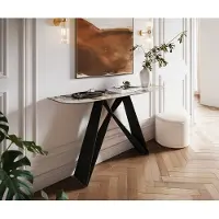 DELIFE Konsolentisch Edge Boot 140x40 cm Keramik Patagonia Poliert Velio Metall Schwarz