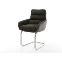 DELIFE Freischwinger Abelia-Flex mit Armlehnen Materialmix Schwarz Freischwinger flach Edelstahl