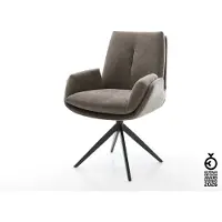DELIFE Drehstuhl Clea-Flex Strukturstoff Soft Taupe Kreuzgestell breit Schwarz 360° drehbar Wippfunktion