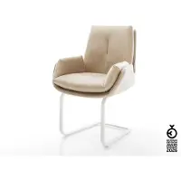 DELIFE Freischwinger Clea-Flex Mikrofaser Beige Vintage Freischwinger flach Weiß