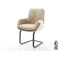 DELIFE Freischwinger Clea-Flex Mikrofaser Beige Vintage Freischwinger flach Schwarz