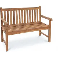 Linder Exclusiv GmbH Linder Exclusiv Massive Teakholzbank Picadelly 120 cm Gartenbank 2-Sitzer mit Armlehne Natur 120x63x90,5 cm