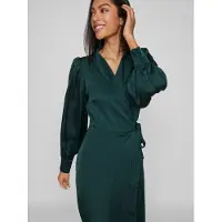 Vila Langärmeliges Midi Kleid Mit V-ausschnitt