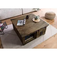 MASSIVMOEBEL24.DE MASSIVMOEBEL24 Couchtisch Mango 90x90x45 braun lackiert RAILWAY #4006