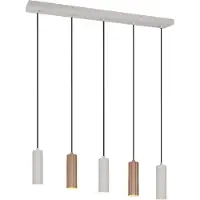 TRIO Hängelampe Soka, braun/grau, Länge 85 cm, Metall, 5-flg.