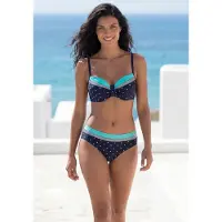 LASCANA Bügel-Bikini-Top , Damen, Gr. 36, Cup E, bunt (marine, türkis), Polyamid, gepunktet, gestreift, Bikini-Oberteile Bügel-Bikini-Top