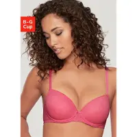 LASCANA Schalen-BH , Damen, Gr. 75, Cup C, blau (pink), Spitze, Obermaterial: 81% Polyamid, 19% Elasthan, BHs Schalen-BH, mit Spitze in Kussmund-Optik, sexy Dessous, auch für große Größen