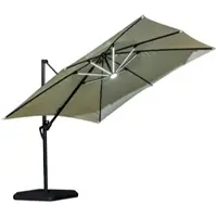 360Home Grosser Sonnenschirm für den Außenbereich, Camping Sonnenschutz, Garten-Sonnenschirm, Mit Solar-Lichtstreifen Weiß L255*H270cm
