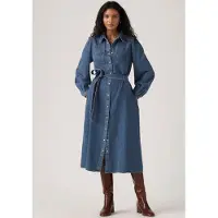 Levi's Levis Jeanskleid "JOURNEY LS MAXI DRESS" Eingrifftaschen mit Bindegürtel