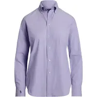 Ralph Lauren für Damen. 211941509003 Fliederfarbenes Fil-à-Fil-Hemd aus elastischer Baumwolle (36), Lässig, Langarm
