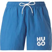 HUGO underwear Badehose "Paolo", Herren, Gr. L (52), N-Gr, blau (open blau 498), Web, Obermaterial: 100% Polyacryl, Badehosen Badehose, mit Stack-Logo, Tunnelzug
