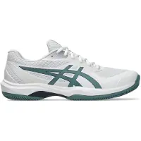Asics Tennisschuh "GAME FF CLAY", Herren, Gr. 44,5, weiß, foggy teal, Synthetik, Schuhe Tennisschuh, Sandplatzschuhe für Ascheplätze