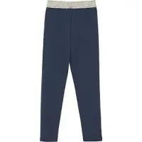 s.Oliver Leggings JUNIOR, Mädchen, Gr. 104, N-Gr, dunkelblau, Web, Obermaterial: 95% Baumwolle, 5% Elasthan, unifarben, eng lang, Hosen Leggings, mit Glitzer-Gummizug / Stretch - für Girls