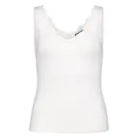 Zero Trägertop "Trägertop mit Spitzenkante", Damen, Gr. 42, weiß (brilliant weiß), Obermaterial: 95% Baumwolle CO(Bio). 5% Elasthan EL., Tops Trägertop