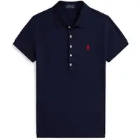 Ralph Lauren für Damen. 211B18200005 Marineblaues Polohemd in Slim-Fit-Passform mit Stretchanteil (XXL), Lässig, Baumwolle, Kurzarm