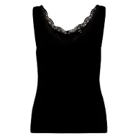Zero Trägertop "Trägertop mit Spitzenkante", Damen, Gr. 44, schwarz (schwarz beauty), Obermaterial: 95% Baumwolle CO(Bio). 5% Elasthan EL., Tops Trägertop