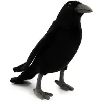 Hansa Rabe 30cm Krähe Vogel Schwarz Realistisch Deko Stofftier Plüschtier