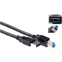 Intronics SB3019, 2 m, USB A, USB B, USB 3.2 Gen 1 (3.1 Gen 1), Stecker/Stecker, Schwarz