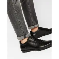 Geox Schnürschuh "UOMO SYMBOL", Herren, Gr. 47, schwarz, Leder, Textil, Schuhe Schnürschuh, Business Schuh, Sneaker mit zusätzlichem Außenreißverschluss