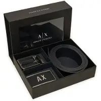 Armani Exchange für Herren. XM000185AF11958MC038 Ledergürtel-Set mit zwei schwarzen Schlaufen (OSFA), Lässig