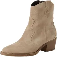 Tamaris Cowboy Stiefelette , Damen, Gr. 41, beige, Veloursleder, aufgeraut, unifarben, Schuhe Cowboy Stiefelette, Blockabsatz, Festival, Western-Boots mit modischen Nähten, Topseller