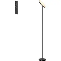 Vasagle LED Standleuchte 30W, drehbarer Kopf, Stehlampe mit Fernbedienung, Timer, für Schlafzimmer, Memory-Funktion, schwarz