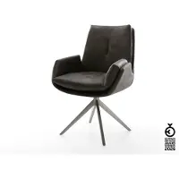 DELIFE Drehstuhl Clea-Flex Mikrofaser Anthrazit Vintage Kreuzgestell breit Graphit 360° drehbar Wippfunktion