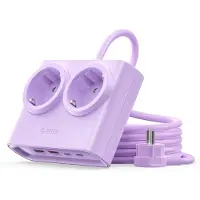 ORICO PDC25 25W GaN Steckdosenleiste mit 2 USB-C, 2 USB-A, 2 Schuko Lila