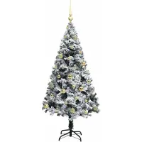 vidaXL Künstlicher Weihnachtsbaum mit 150 LEDs mit Ständer Weiß 150 cm