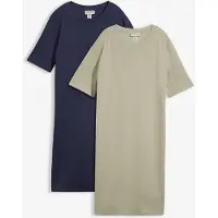 Bonprix "Oversize-T-Shirtkleid aus reiner Baumwolle (2er Pack)" Packung, 2 Stk. tlg. für Alltag, mit Rundhalsausschnitt, Kurzarm, Oversize Passform