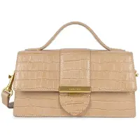 LANCASTER PARIS Baguette-Tasche mit Überschlag M Croco Ily Naturel