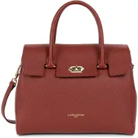 LANCASTER PARIS Handtasche mit Klappe und Metallverschluss M Milano Cosmos Karmin