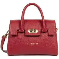 LANCASTER PARIS Handtasche mit Klappe und Metallverschluss Mini Milano Cosmos Karmin