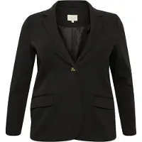 KAFFE CURVE Blusenblazer "Damen Blazer KCsakira", Damen, Gr. 46, schwarz (schwarz deep), Obermaterial: 77% Polyester PES. 18% Viskose CV. 5% Elasthan EL., Blazer Blusenblazer