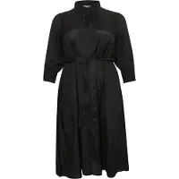 KAFFE CURVE Midikleid "Damen Kleid KCemina", Damen, Gr. 44, N-Gr, schwarz (schwarz deep), Obermaterial: 50% Viskose CV. 50% Viskose LENZING ECOVERO CV LenzEcov., Kleider Midikleid
