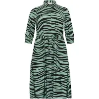 KAFFE CURVE Midikleid "Kleid KCemina", Damen, Gr. 44, N-Gr, bunt (grün, schwarz animal), Obermaterial: 50% Viskose CV. 50% Viskose LENZING ECOVERO CV LenzEcov., Kleider Midikleid