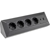 Chilitec 4-fach Steckdosenblock USB-A+C schwarz 250V/ 16A Aufbaumontage USB 3,1A PD