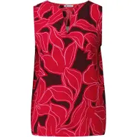 Street One Shirttop , Damen, Gr. 44, salsa rot, Jersey, Obermaterial: 95% Viskose, 5% Elasthan, bedruckt, normal hüftbedeckend, V-Ausschnitt, Tops Shirttop, Sommertop mit Strukturmix und Print