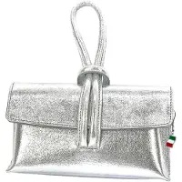 DrachenLeder Florence Leder Tasche Damen Abendtasche Umhängetasche silber 6x23x13cm OTF834J