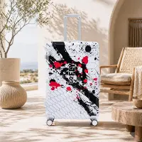 OKWISH 28‑Zoll Trolleys mit Zahlenschloss und bedrucktem, Klassische Koffer,Einzelstück,Schwarz