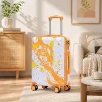 OKWISH Klassische Koffer mit Zahlenschloss und bedrucktem, Trolleys,20 Zoll,Einzelstück,Orange