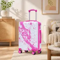 STILVORA Reisekoffer mit 20-Zoll Zahlenschloss, Handgepäckkoffer mit bedrucktem Muster und Spinner-Rollen,Gepäckkoffer für Reisen und Kurztrips