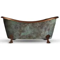 Casa Padrino Luxus Jugendstil Kupfer Badewanne Antik Mintgrün / Kupfer 170 x 72 x H. 71 cm - Freistehende Retro Badewanne - Rustikale Kupfer Badezimmer Möbel